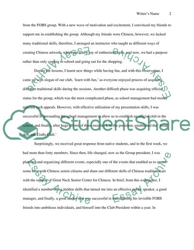 Describe a situatio in which you showed your leadership