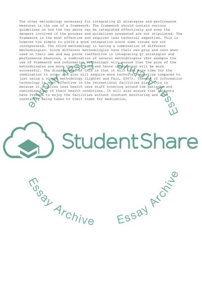 QI strategies in performance measurements