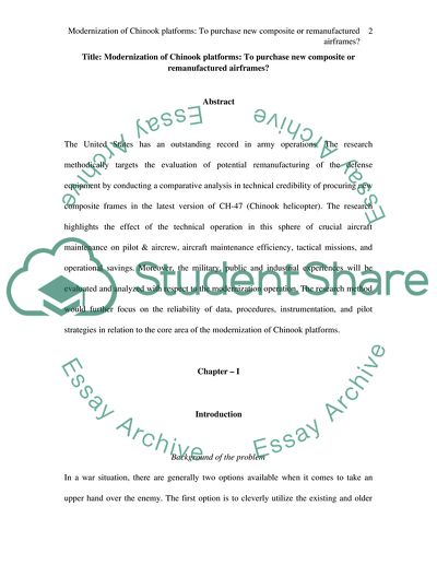 Modernization of Chinook Platforms: To Purchase New Composite or Re-manufactured Air-frames