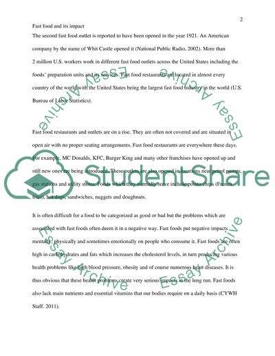 Fast Food and its Impact