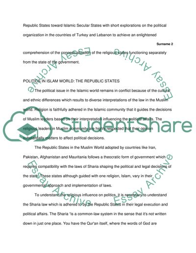 Islamic Republic States Influence on Islamic Secular States