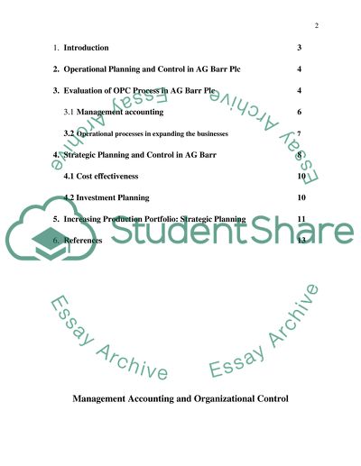 Management Accounting and Organizational Control
