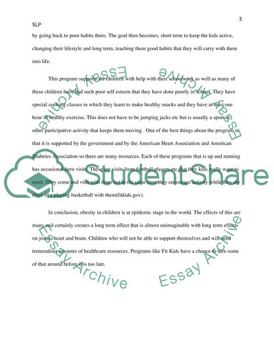 Health Program Evaluation: The Issue of Obesity Among Kids