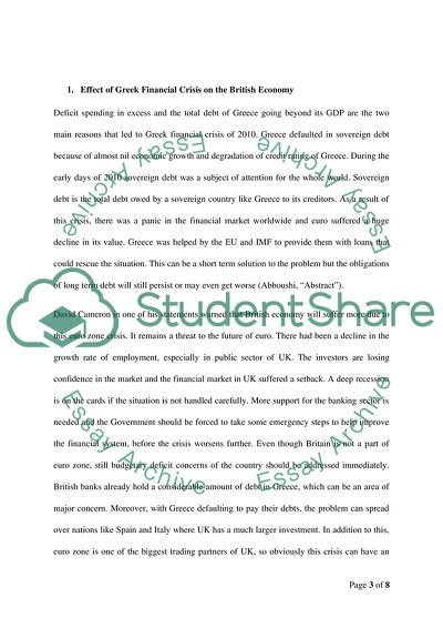 Effect of Greek Financial Crisis on the British Economy