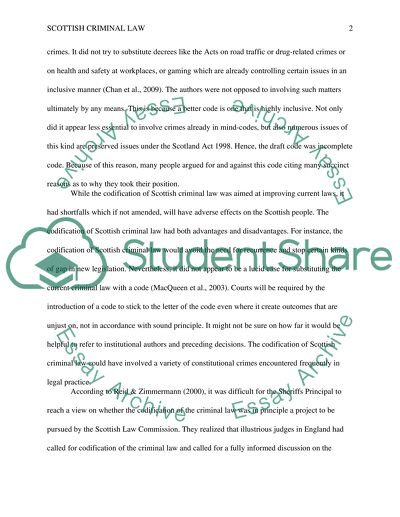 The Codification of Scottish Criminal Law