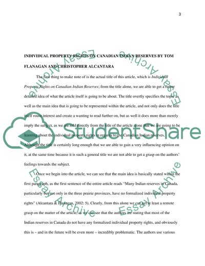 Individual Property Rights on Canadian Indian Reserves