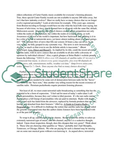 Satelite radio vs. terrestrial radio