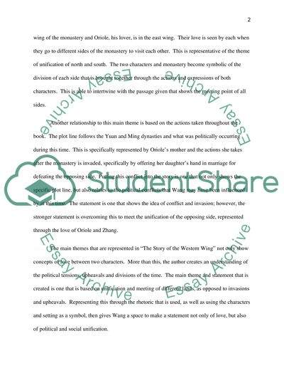 Chinese literature response 1st