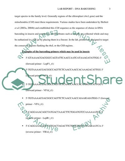 DNA Barcoding Invertebrate Lab Report #1