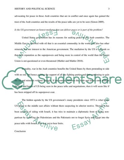 US Role in Arab Israeli Conflict