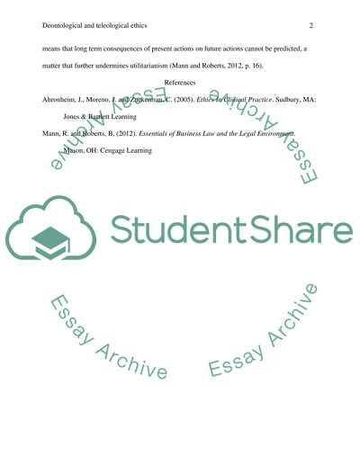 Deontological ethics and teleological (utilitarian) ethics