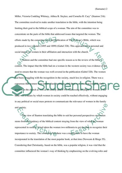 Elizabeth Cady Stanton Criticism and Edition of the Bible