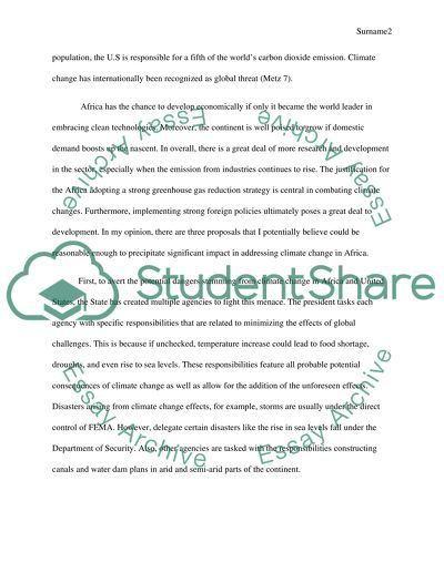 Foreign Policies on Climate Change Memorandum
