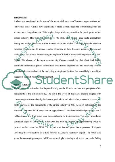 Marketing Plan for British Airways Short Haul Flights