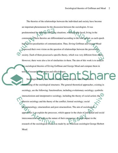 Sociological Theory of Erving Goffman and George Mead