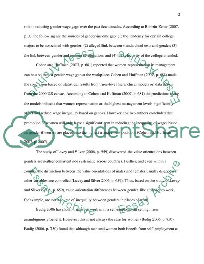 Sources of Inequality between Men and Women at the Workplace