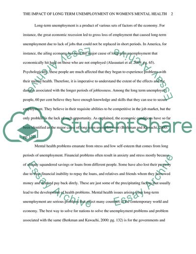 Impact of Long-term Unemployment on Womens Mental Health