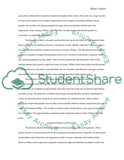 Criteria of the Excellent Parishes