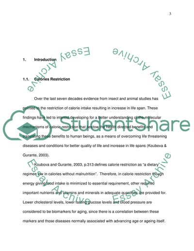 Calories Restriction and Health