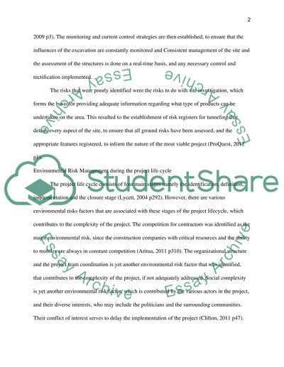 Management of Environmental Risks during the Project Life-Cycle