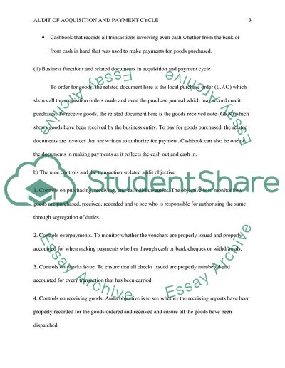 Audit of the Acquisition and Payment Cycle