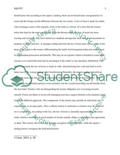 Equitys Darling and the Law of Trusts