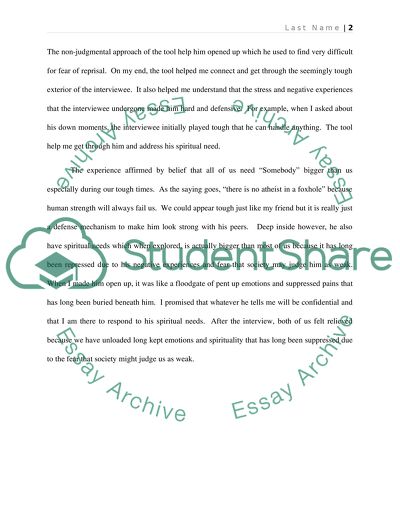 SPIRITUAL NEEDS ASSESSMENT