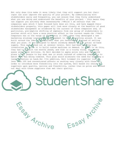 Cultivating Stakeholders to Fit the Need Works