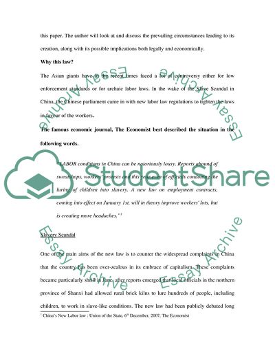 The New Labour Contract Law in China