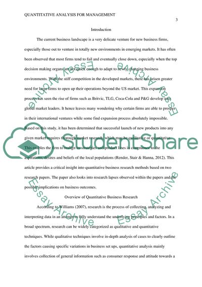 Quantitative Analysis for Management