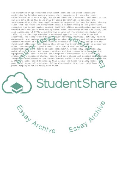 Traditional Guest Cycle in Hotel Management Front Office Operations