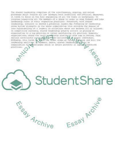 Sharing of Leadership Roles