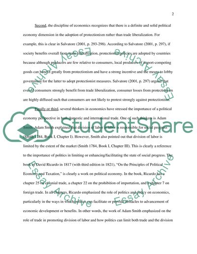 Trade and the Relationship between Economics and Politics