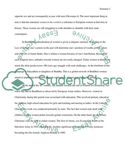 The Attitudes toward the role of women from a religious standpoint