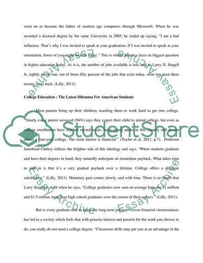 is college education worth it essay