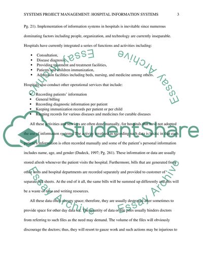 Systems Project Management: Hospital Information Systems