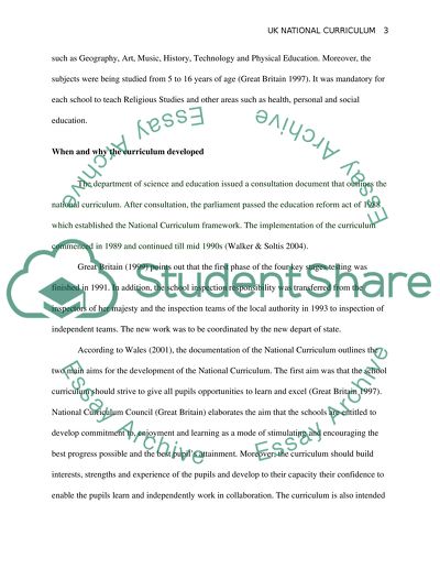 Outline of the UK National Curriculum