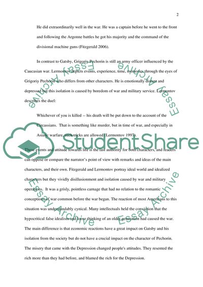 Motive of Alienation in The Great Gatsby by Fitzerald and A Hero of Our Times by Lermontov