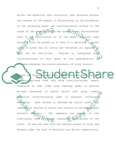 Fascist Regimes of Italy and Germany