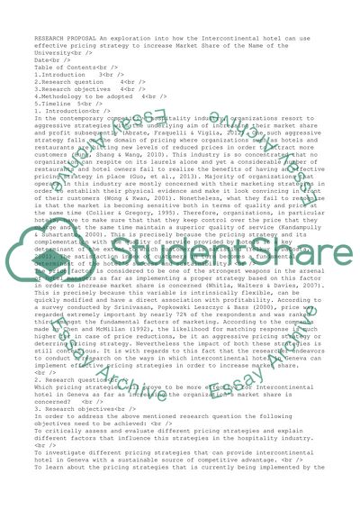 A proposal for conducting a business research