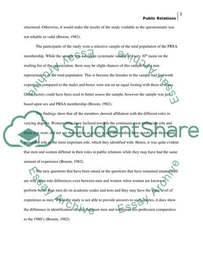 A Comparison of Sex Roles in Public Relations