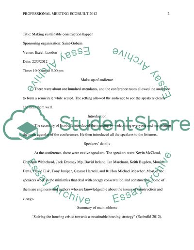 Professional Meeting ECOBUILT 2012