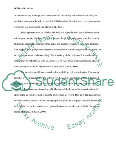 Discharged for Off-Duty Behavior