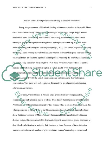 Mexicos use of punishments for drug offenses/convictions