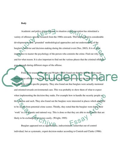 The Decision Making Process of Property Crime Offenders