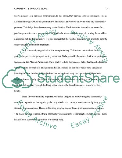 The Comparison of Community Organizations