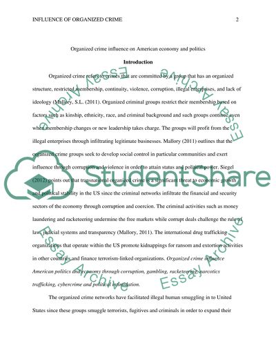 Organized Crime Influence on American Economy and Politics