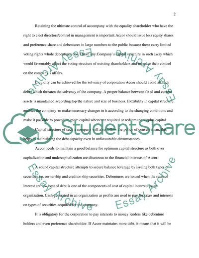 Capital Structure of Company Accor
