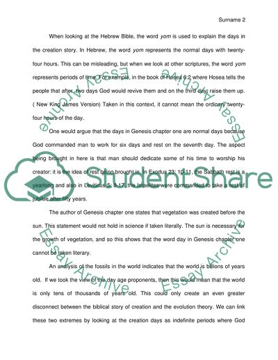 Biblical creation story in reference to science