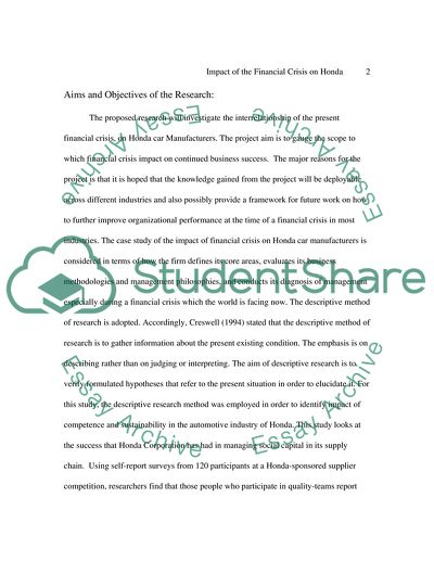 The Impact of the Financial Crisis on Honda